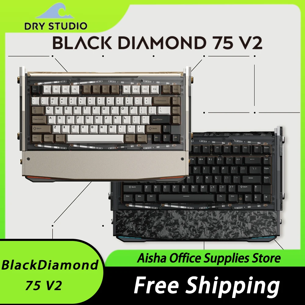 

Angry Miao DRY STUDIO Black Diamond 75 V2 Mechanical Keyboard Aluminium Alloy Tri Mode Wireless Gaming Keyboard RGB Pc Gamer Win