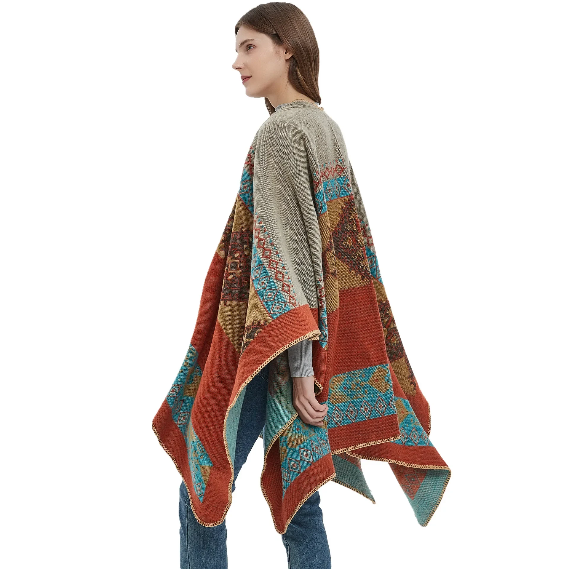 

INS 2024 New Luxury Vent Cloak Women Warm Wraps Scarf Thick Print Shawl Ladies Blanket Foulard Winter Pashmina Shawl Cape Tippet