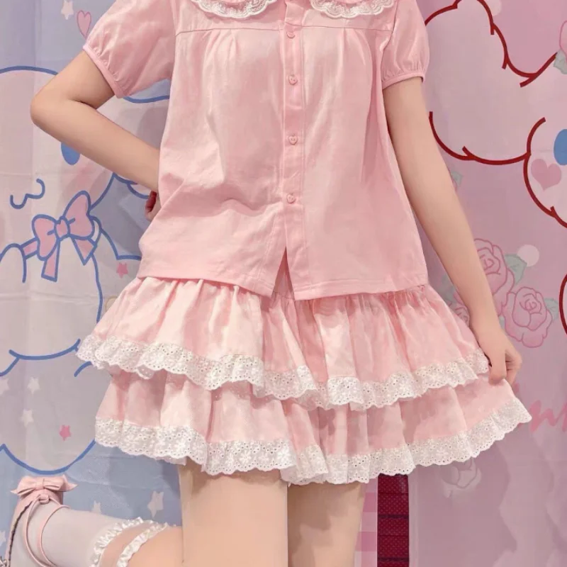 Kawaii Mini Skirt Women Japan Fashion Elastic Waist A-line Lace Patchwork Cute Ruffles Skirt Shorts Lolita Style Girls
Kawaii Mini Skirt Women Japan Fashion Elastic Waist A-line Lace Patchwork Cute Ruffles Skirt Shorts Lolita Style Girls