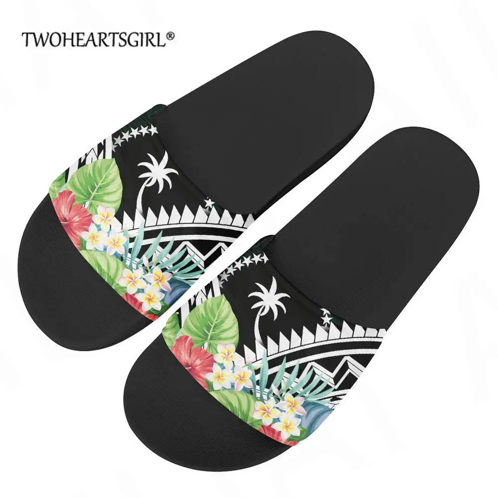 

Slippers Polynesian Chuuk Hibiscus Flower Black Female Summer Non-slip Bathroom Sandals Slippers Women Flip Flop Shoes Sandales