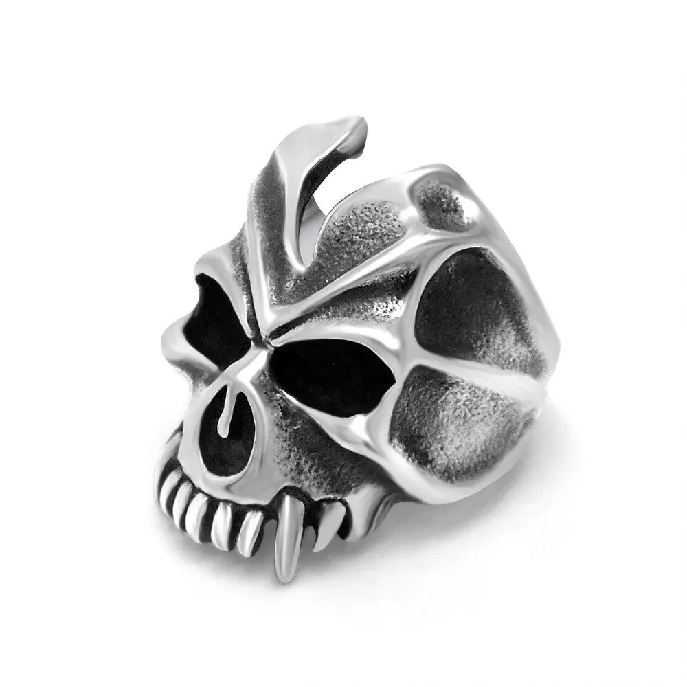 

CHUANGCHENG Retro Exaggerated Jewelry Halloween Monster Fangs Skull Head Men's Domineering Rings Size 7-12