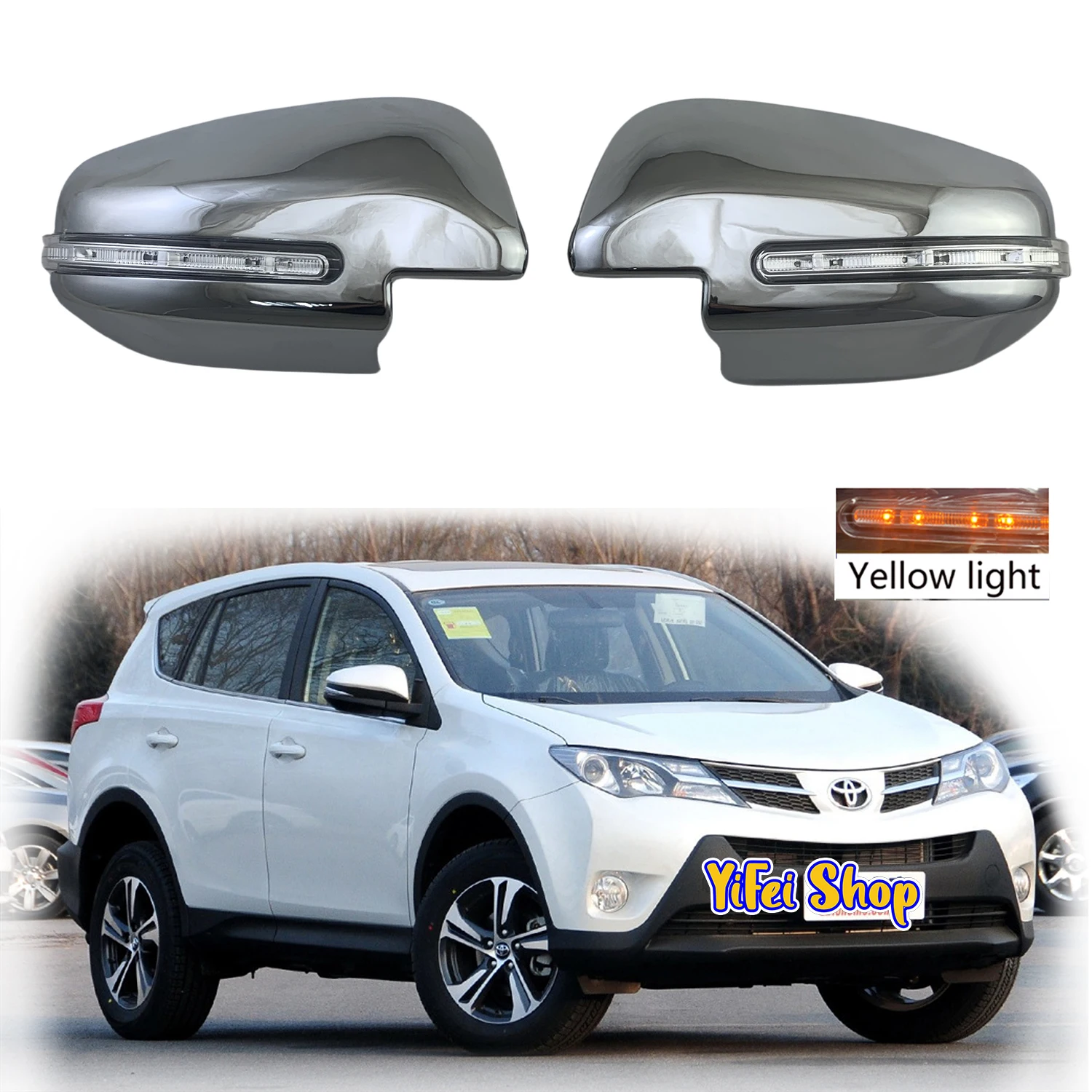 

2014 2015 2016 2017 2018 2019 For Toyota RAV4 RAV 4 Car ABS Chrome Rearview Accessories Plated Trim Door Mirror Cover With LED