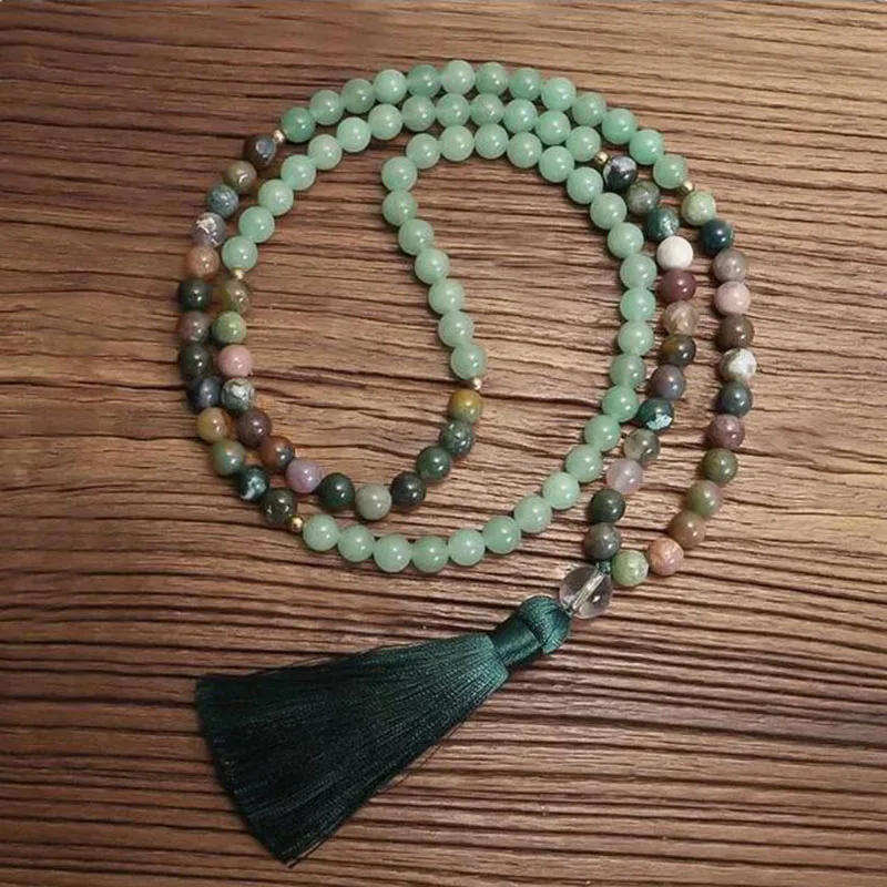 Luck and Prosperity 108 beads Aventurine & India A-gate Necklace 108 Beads Japa Mala Meditation Necklace For Unisex Men Women
Luck and Prosperity 108 beads Aventurine & India A-gate Necklace 108 Beads Japa Mala Meditation Necklace For Unisex Men Women