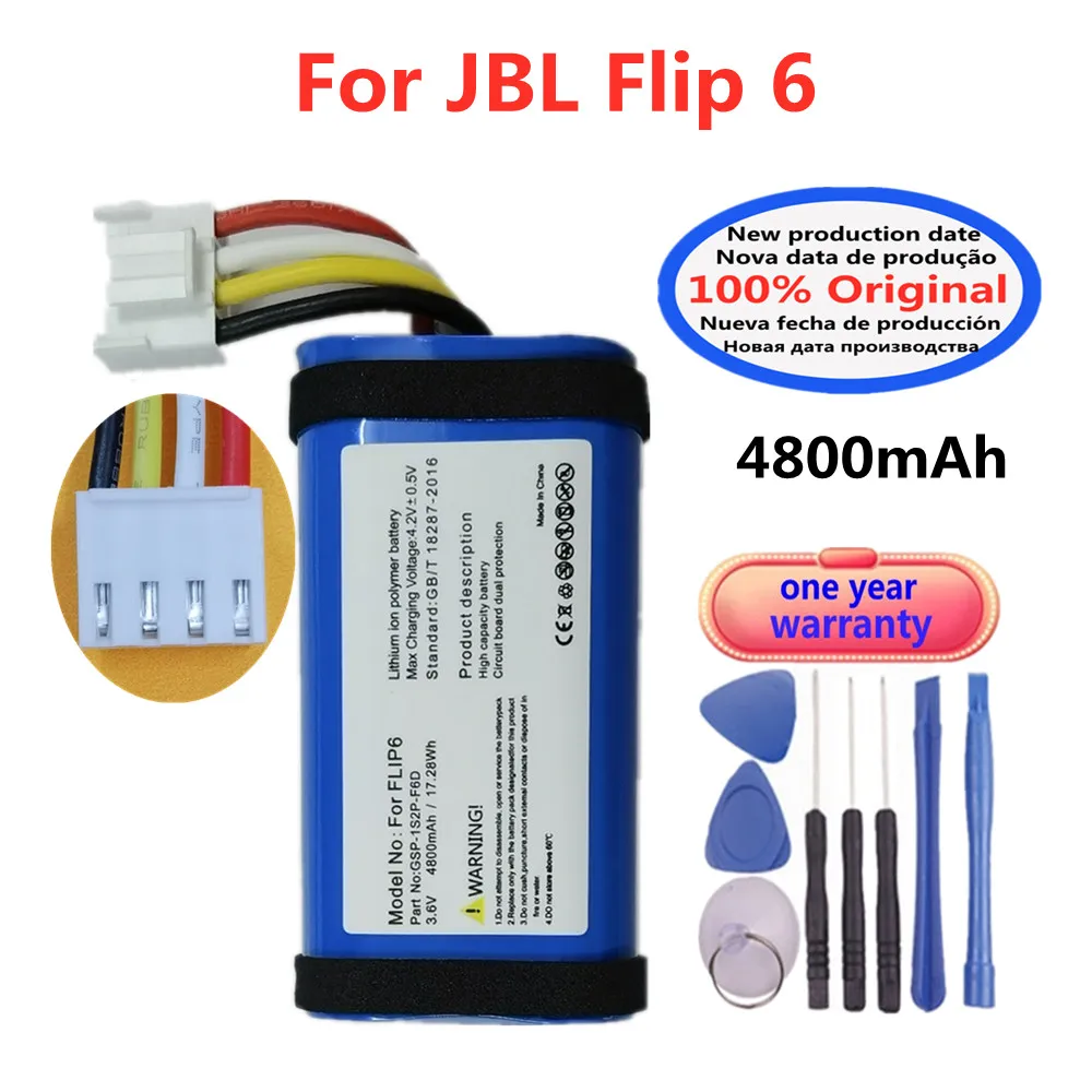 Новинка 100%, оригинальный аккумулятор для динамика JBL Flip 6 Flip6, 4800 мАч, перезаряжаемая батарея Bluetooth, аккумулятор для телефона + Инструменты
Новинка 100%, оригинальный аккумулятор для динамика JBL Flip 6 Flip6, 4800 мАч, перезаряжаемая батарея Bluetooth, аккумулятор для телефона + Инструменты