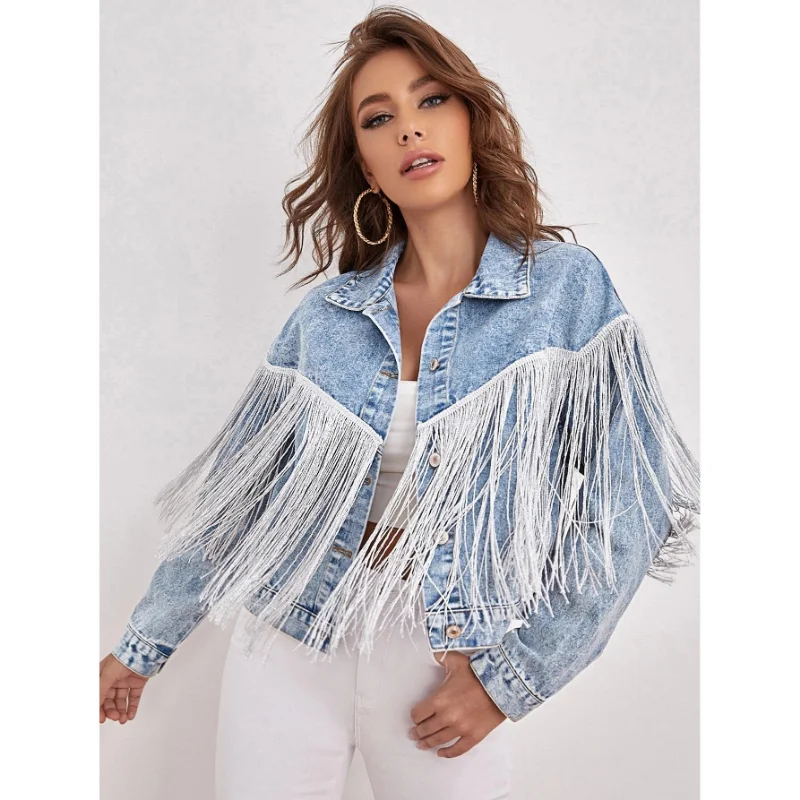 2023 New Tassel Long Sleeve Denim Jacket Women Spring Autumn Coat Street Clothes Loose Vintage Short Outerwear Chic Fashion Tops
2023 New Tassel Long Sleeve Denim Jacket Women Spring Autumn Coat Street Clothes Loose Vintage Short Outerwear Chic Fashion Tops