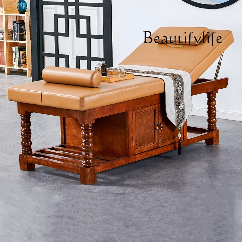 

Solid Wood Beauty Massage Bed Traditional Chinese Medicine Physiotherapy Thai Moxibustion Head Therapy Massage Hydrotherapy Bed
