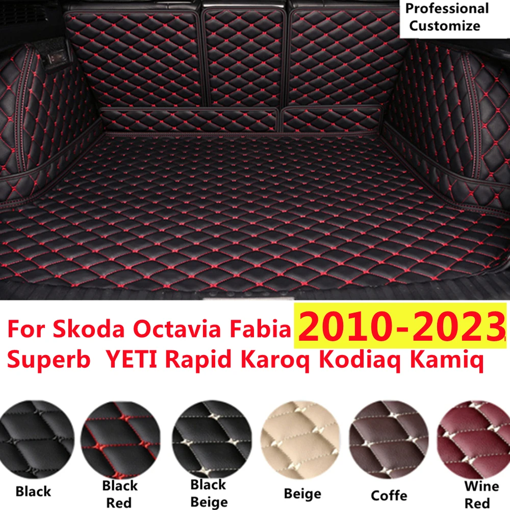 

SJ Custom Full Set For SKODA Octavia Superb Fabia YETI Rapid Karoq Kodiaq Kamiq Car Trunk Mat Tail Boot Tray Liner Rear Cargo