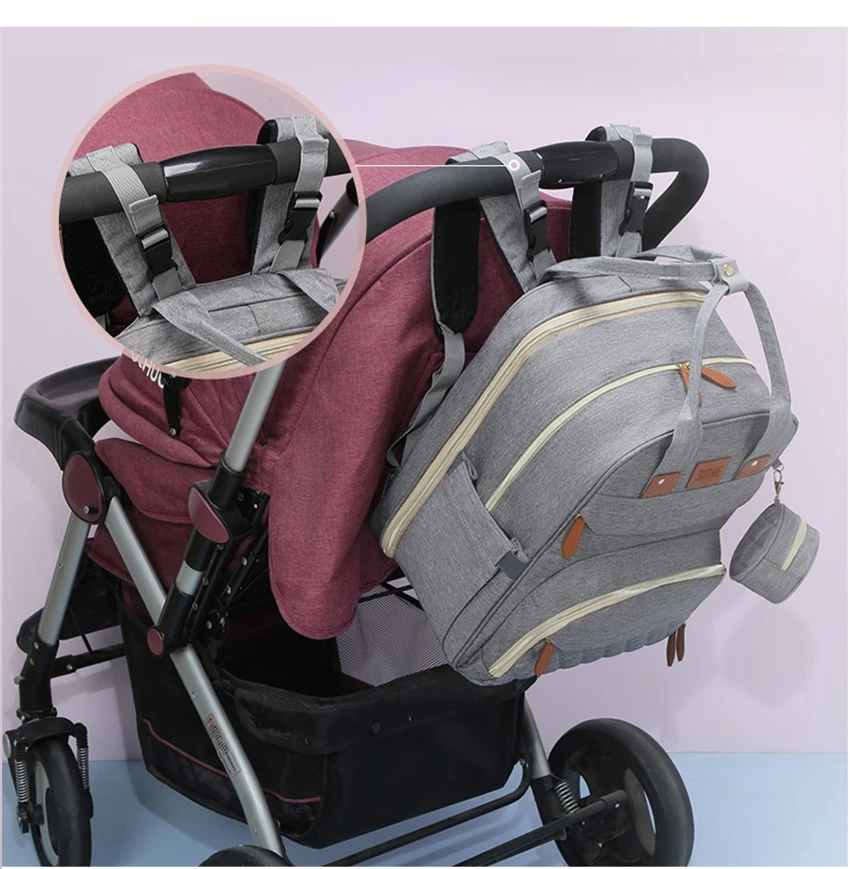 Fashion Ami Functional Mommy Diaper Bags Baby Bag 3 in 1 with Baby Backpack Bed Nappi Bag