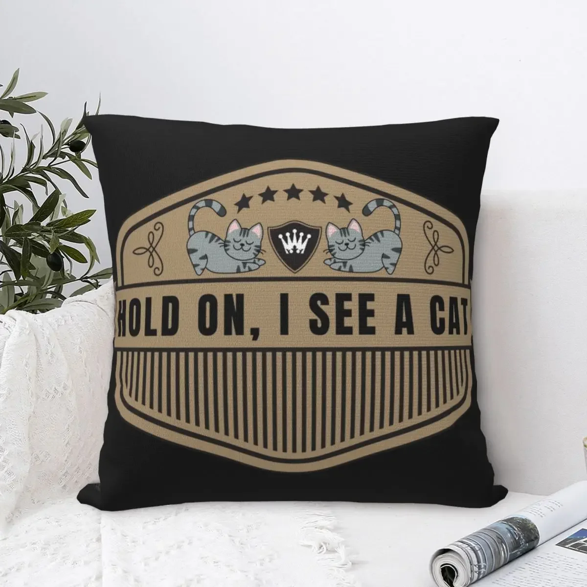

Hold On, I See A Cat Square Pillowcase Cushion Cover Comfort Pillow Case Velvet Throw Pillow cover For Home Sofa Living Room