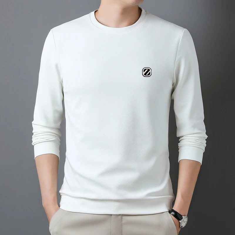 2023 Men's long sleeved solid color letter printing, simple and fashionable, versatile autumn round neck base shirt, new style
2023 Men's long sleeved solid color letter printing, simple and fashionable, versatile autumn round neck base shirt, new style