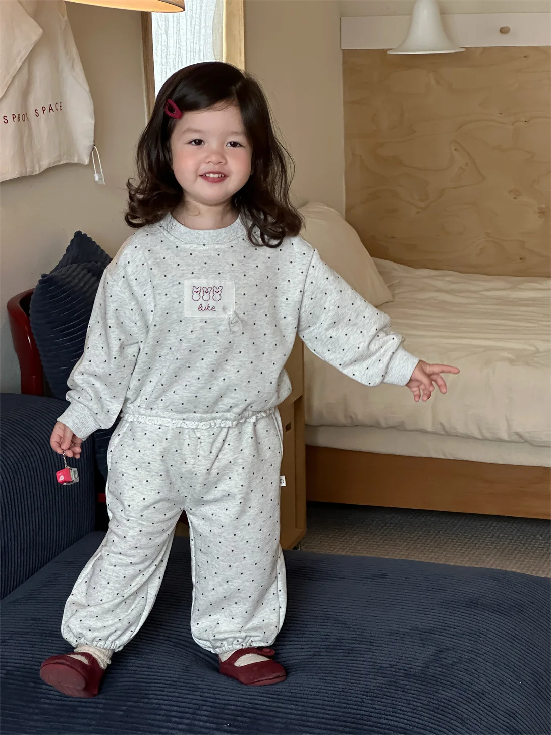 2025 Autumn New Baby Girl Long Sleeve Casual Clothes Set Toddler Dot Sweatshirt + Pants 2pcs Suit Cotton Toddler Girl Outfits 20 S0f55a0de7c44435aa8c1358ea19f4039z