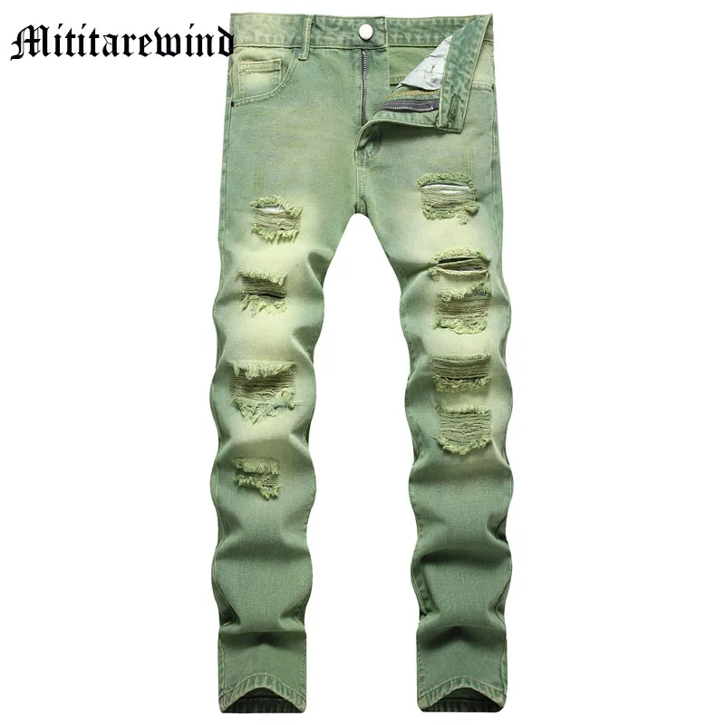 Men's Green Straight Pants Vintage Ripped Hole Jeans High Street Y2k Casual Distresssed Washed Trousers Full Length Retro Youth
Men's Green Straight Pants Vintage Ripped Hole Jeans High Street Y2k Casual Distresssed Washed Trousers Full Length Retro Youth