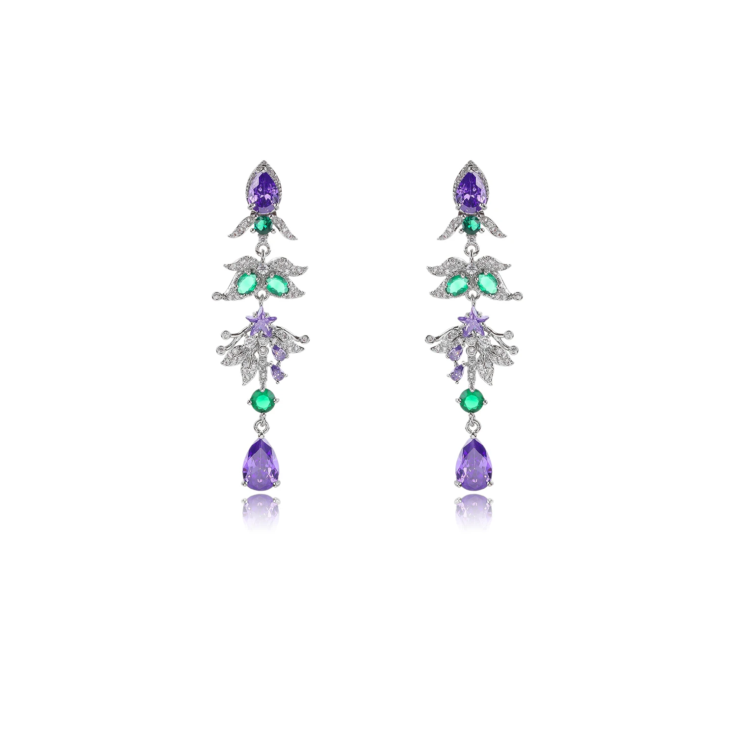 High Quality Cubic Zirconia Star Leaf Shape Dangle Drop Women Long Earrings for Wedding Party Wear CE12095 10 S0f56cf0e196a4609bec5181354f79172e