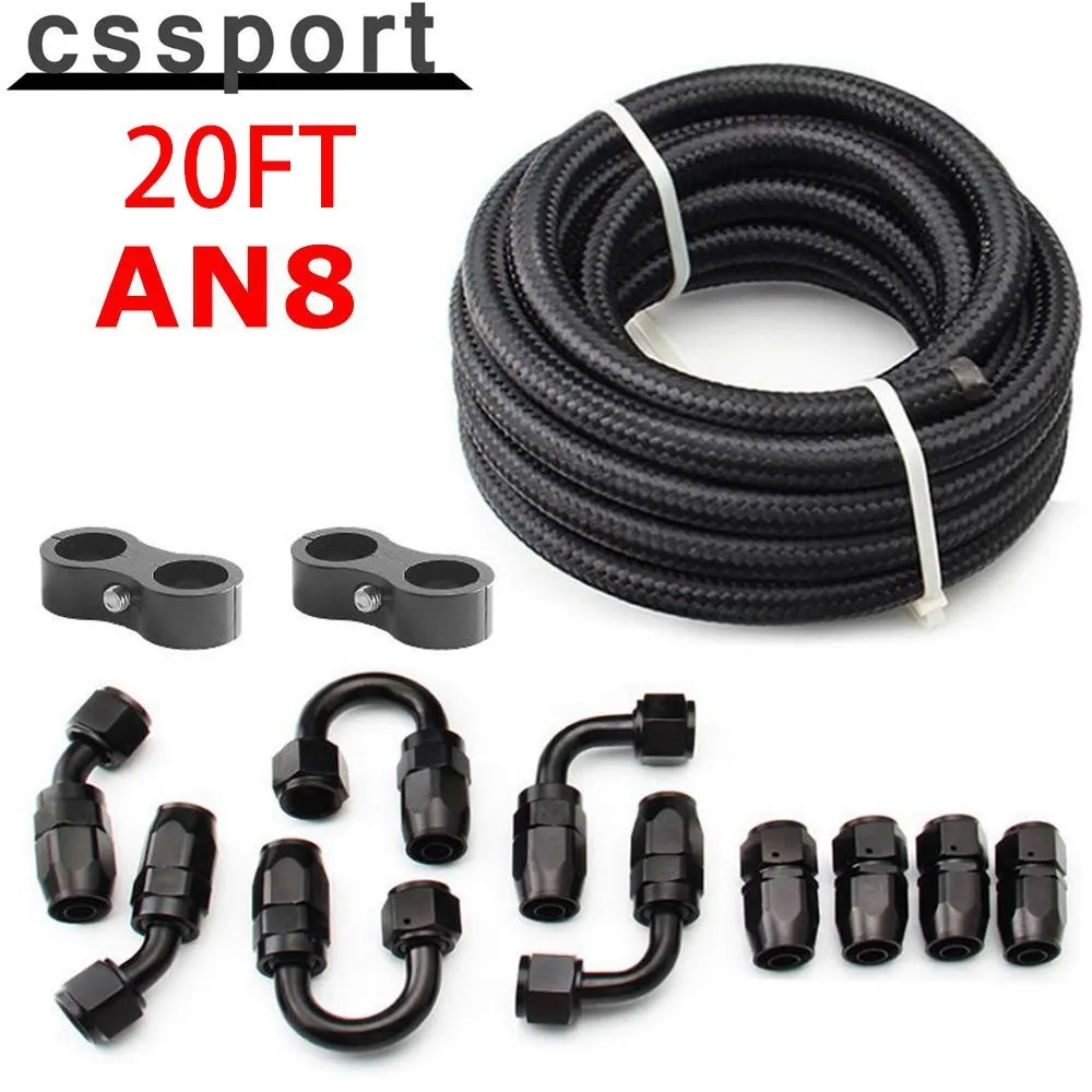 20FT 8AN AN8 Oil Fuel Fittings Hose End 0+45+90+180 Degree Oil Adaptor Kit Braided Oil Fuel Hose Line 6M Black With Clamps
20FT 8AN AN8 Oil Fuel Fittings Hose End 0+45+90+180 Degree Oil Adaptor Kit Braided Oil Fuel Hose Line 6M Black With Clamps