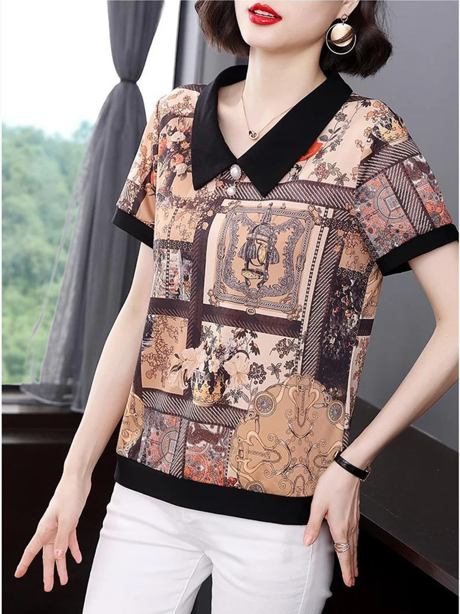 5XL Women Spring Summer Blouses Shirts Lady Fashion Casual Short Sleeve Turn-down Collar Retro Printing Blusas Tops TT2449
5XL Women Spring Summer Blouses Shirts Lady Fashion Casual Short Sleeve Turn-down Collar Retro Printing Blusas Tops TT2449