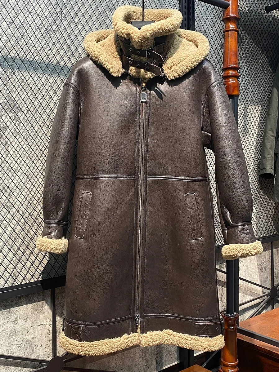 

Coat s Winter for Natural Coats Genuine Leather Jacket Men Long Thick Warm Fur Jackets Hooded SGG