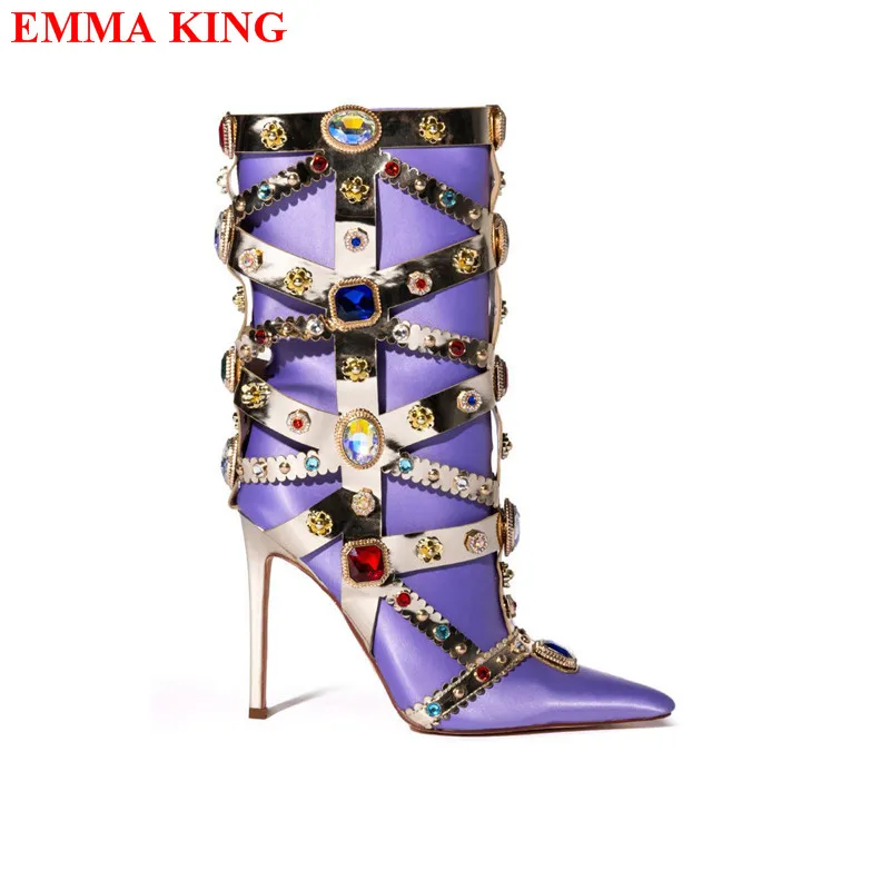 Autumn Winter Diamond Embellished Ankle Boots For Women Purple Pointed Toe Short Boots Luxury High Heels Shoes Botas Mujer 2022
Autumn Winter Diamond Embellished Ankle Boots For Women Purple Pointed Toe Short Boots Luxury High Heels Shoes Botas Mujer 2022