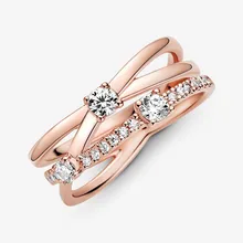 2021 New 925 Sterling Silver Rose Gold Shining Three Ring Pan Ring Suitable For Women's Gifts Wedding Diy Jewelry 
2021 New 925 Sterling Silver Rose Gold Shining Three Ring Pan Ring Suitable For Women's Gifts Wedding Diy Jewelry