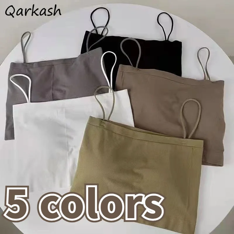 

Backless Camis Women 5 Colors Crop Tops Vintage Summer Hotsweet Vacation Streetwear Simple Basics Young Casual Ulzzang Fashion