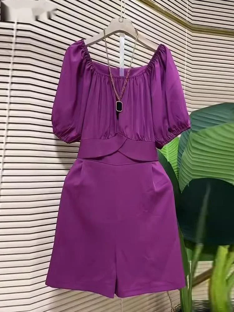 Oversized Women Square Neck Pleated Playsuits 2023 Summer New Tide Female Slim Puff Sleeve Lace-up Purple Rompers X293
Oversized Women Square Neck Pleated Playsuits 2023 Summer New Tide Female Slim Puff Sleeve Lace-up Purple Rompers X293