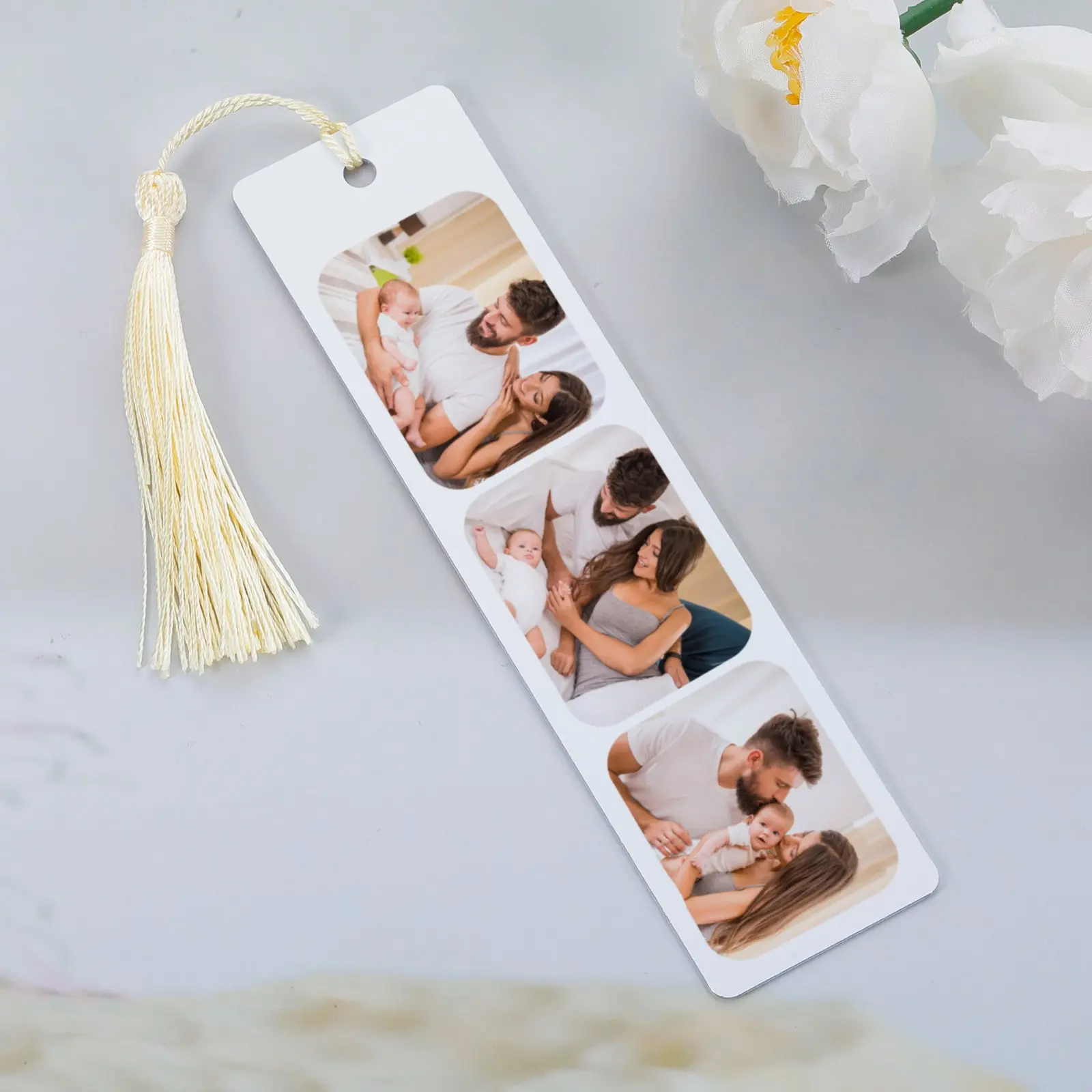 

Custom 3 Photos Bookmark Couple Wedding Anniversary Gift Ideas for Him Her Personalised Book Mark Tassel Reading Lover Present