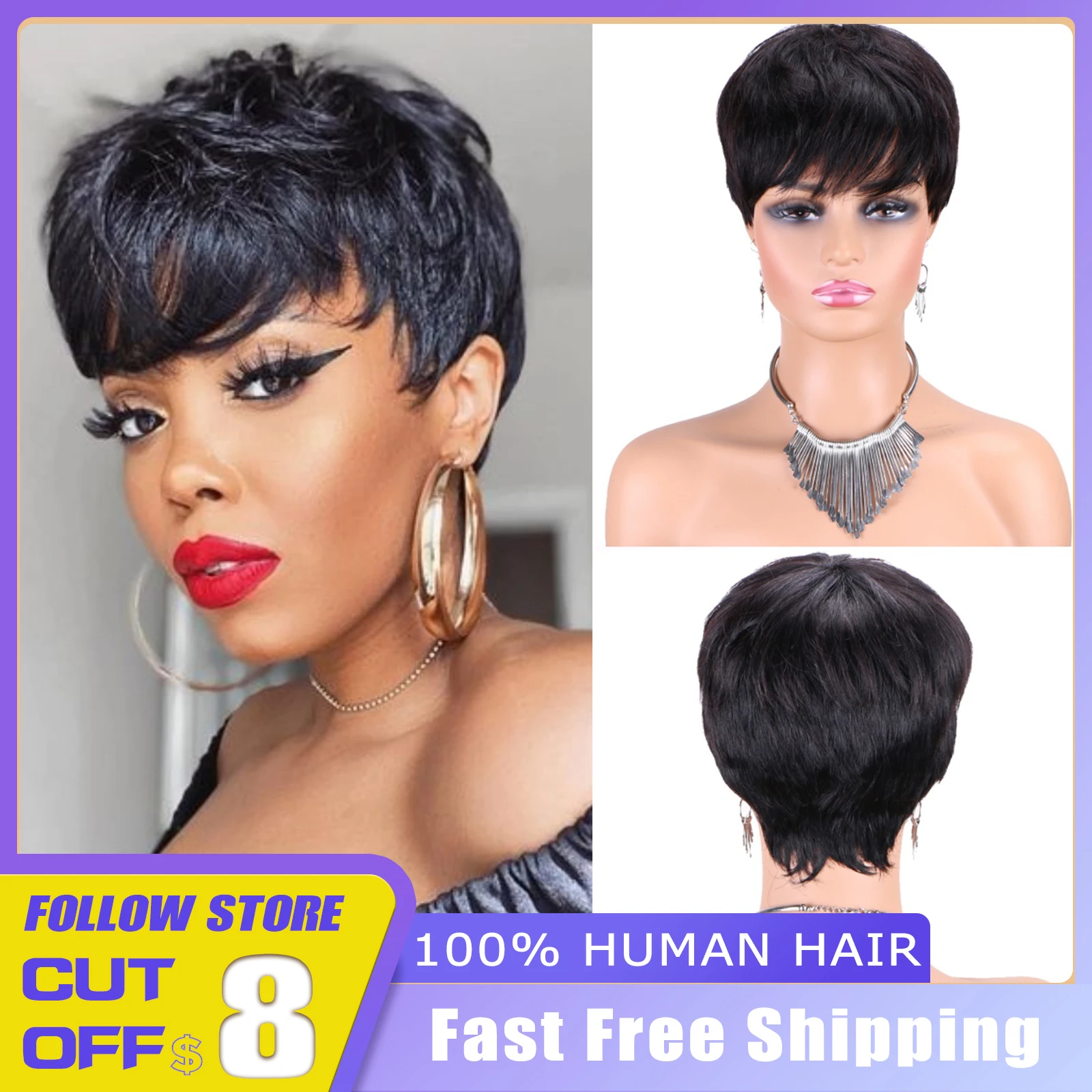 Black Layered Human Natural Hair Short Pixie Cut Daily Human Hair Wigs for Black Women Afro Hair Wig Machine Made Human Hair
Black Layered Human Natural Hair Short Pixie Cut Daily Human Hair Wigs for Black Women Afro Hair Wig Machine Made Human Hair