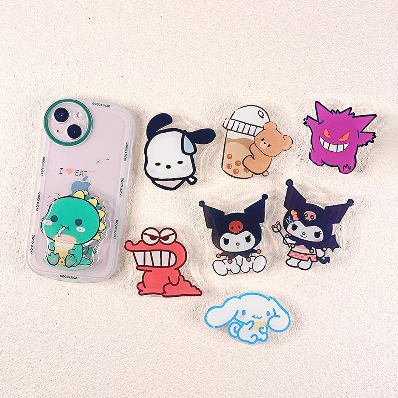 

Cartoon Kuromi Clear Acrylic Phone Holder Universal Bracket Griptok Support For iPhone Samsung Xiaomi Grip Tok Fold Finger Stand