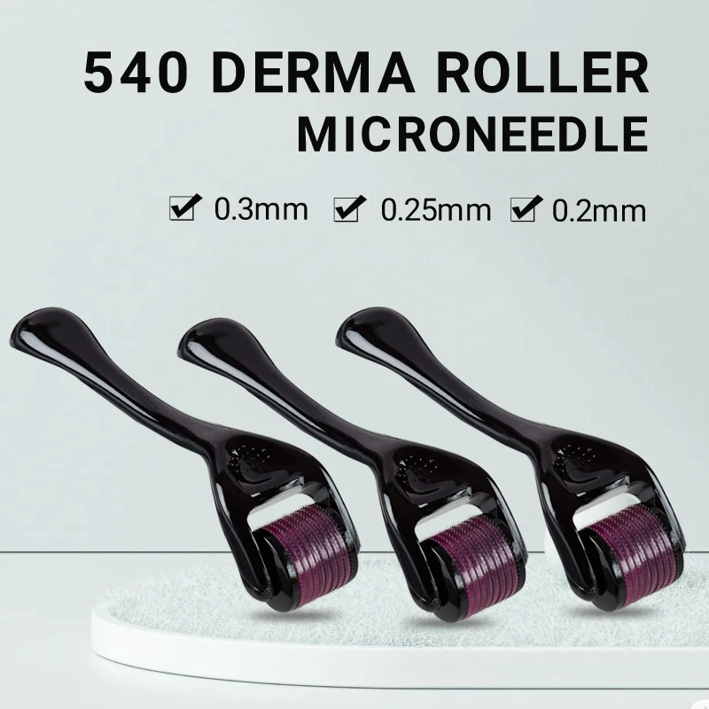 

540 Derma Roller Skin Care 0.2mm/0.25mm/0.3mm Titanium Hair Regrowth Beard Growth Fade Acne Marks and Scars