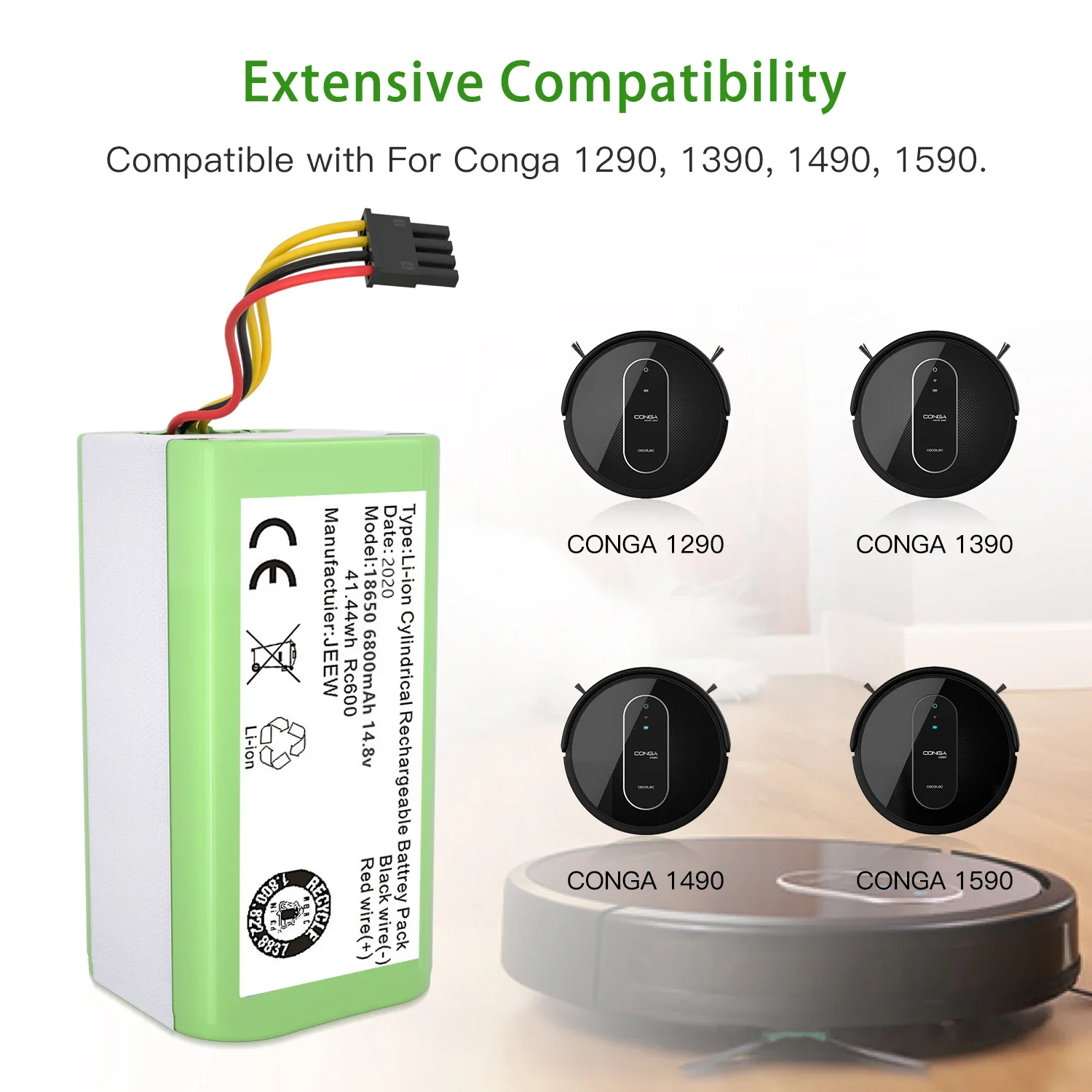 Литий-ионный аккумулятор 4S1P,18650, 14,4 В, 6800 мАч для пылесоса Cecotec Conga 1290 1390 1490 1590 Genio deluxe 370 gutrend echo 520
Литий-ионный аккумулятор 4S1P,18650, 14,4 В, 6800 мАч для пылесоса Cecotec Conga 1290 1390 1490 1590 Genio deluxe 370 gutrend echo 520