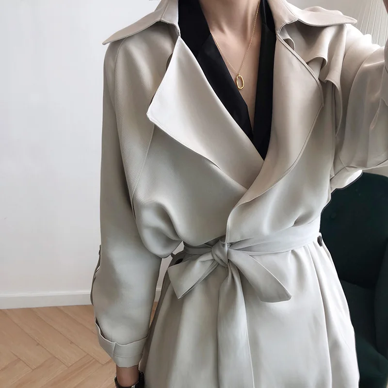 Women's Spring and Autumn Thin Trench Coat Mid-length Lace-up Loose Coat Korean Fashion Cardigan High Quality Designer Grace New
Women's Spring and Autumn Thin Trench Coat Mid-length Lace-up Loose Coat Korean Fashion Cardigan High Quality Designer Grace New