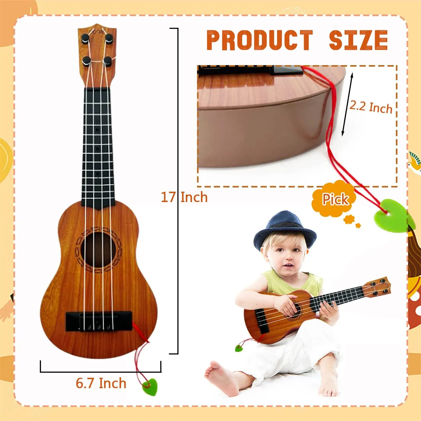 Kids Toy Ukulele Kids Guitar with Pick Musical Toy 17 Inch 4 Strings Educational Musical Instrument for Toddlers and Preschooler 12 Mallzona S0f6b6ed2ce4848d38edecd9f3dd91a51B Kids Toy Ukulele Kids Guitar with Pick Musical Toy 17 Inch 4 Strings Educational Musical Instrument for Toddlers and Preschooler Mallzona