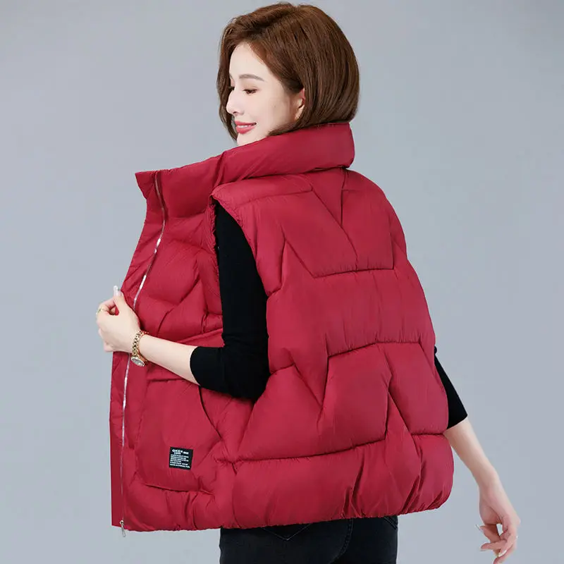 

Women Plus Size Padded Vest Loose Stand Collar Ladies Quilted Coat Sleeveless Puffer Waistcoat Warm Winter Fall Down Gilet