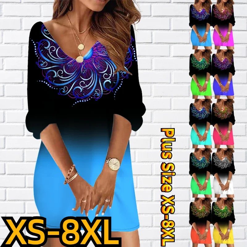 Fall New Design Print Slim Skirt Vintage Mini Skirt Winter Women's V-neck Elegant Seven-point Sleeve Dress Sexy Short Skirt 
Fall New Design Print Slim Skirt Vintage Mini Skirt Winter Women's V-neck Elegant Seven-point Sleeve Dress Sexy Short Skirt