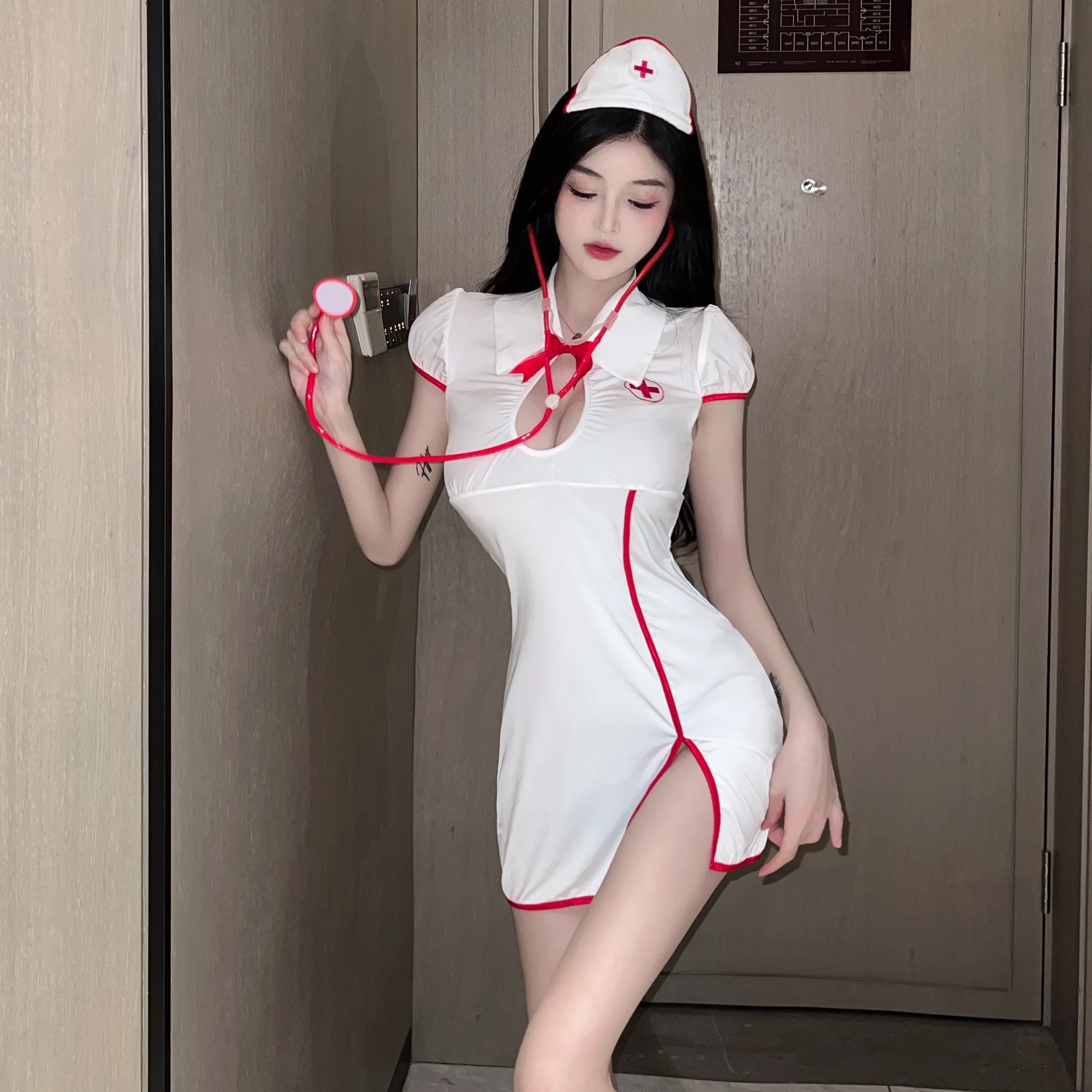 

Nurse Uniform White Sexy Lingerie Women's Porno Role Play Dress Nurse Cosplay Set Erotic Underwear Babydoll Costume Clothes Sex