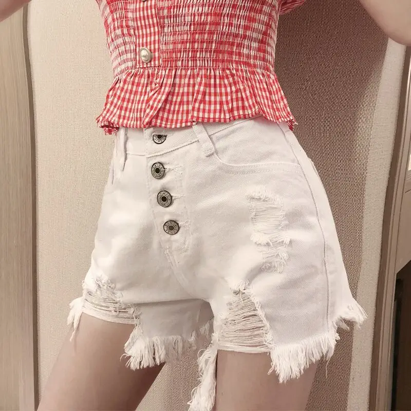 

Womens Shorts Baggy Ripped Short Pants for Women To Wear Denim Loose White Wide Jeans Clothing Elegant Offer Free Shipping Cheap