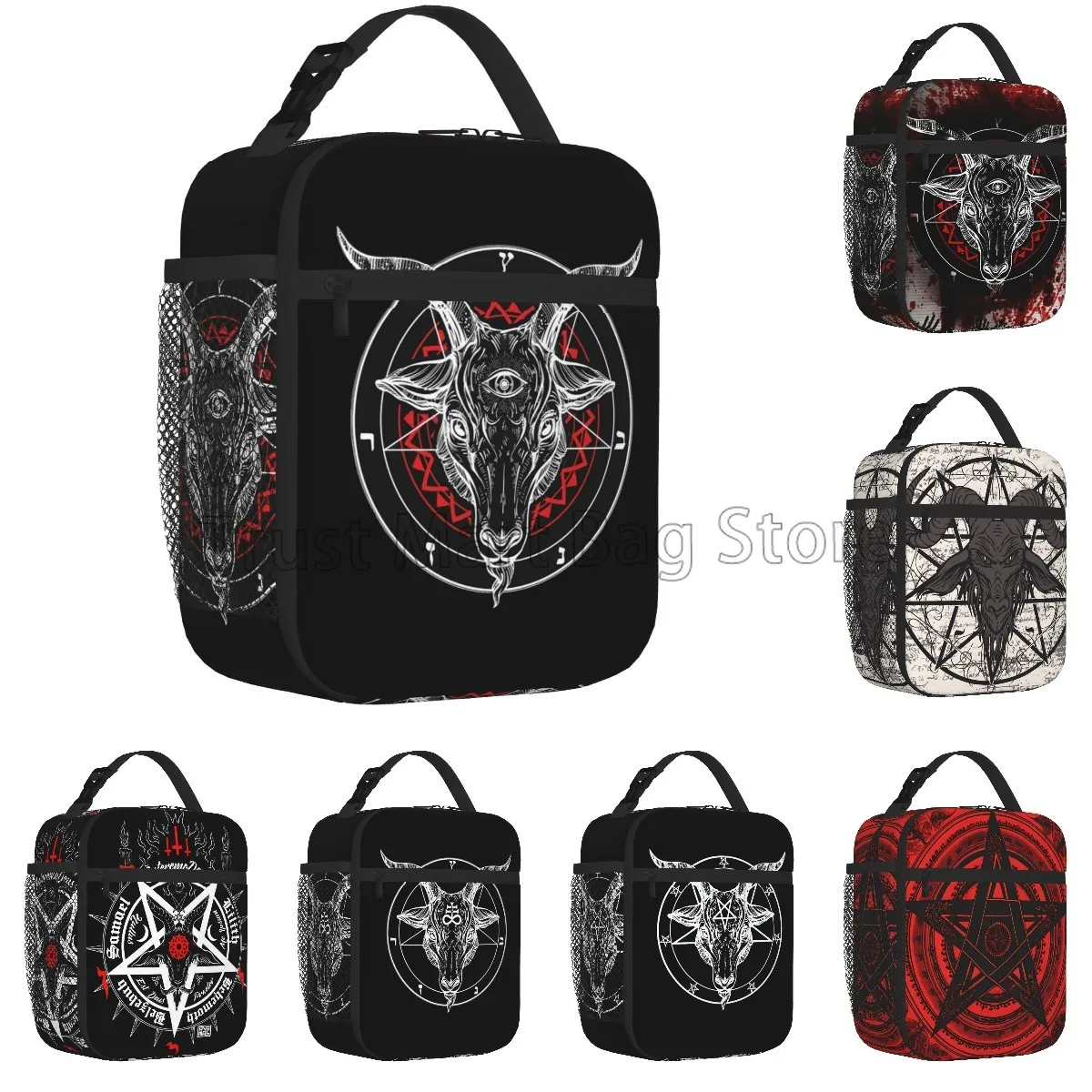 

Baphomet Pentagram Satantic Occult Church of Satan Goat Goth Lunch Box for Travel Picnic Reusable Waterproof Insulated Lunch Bag