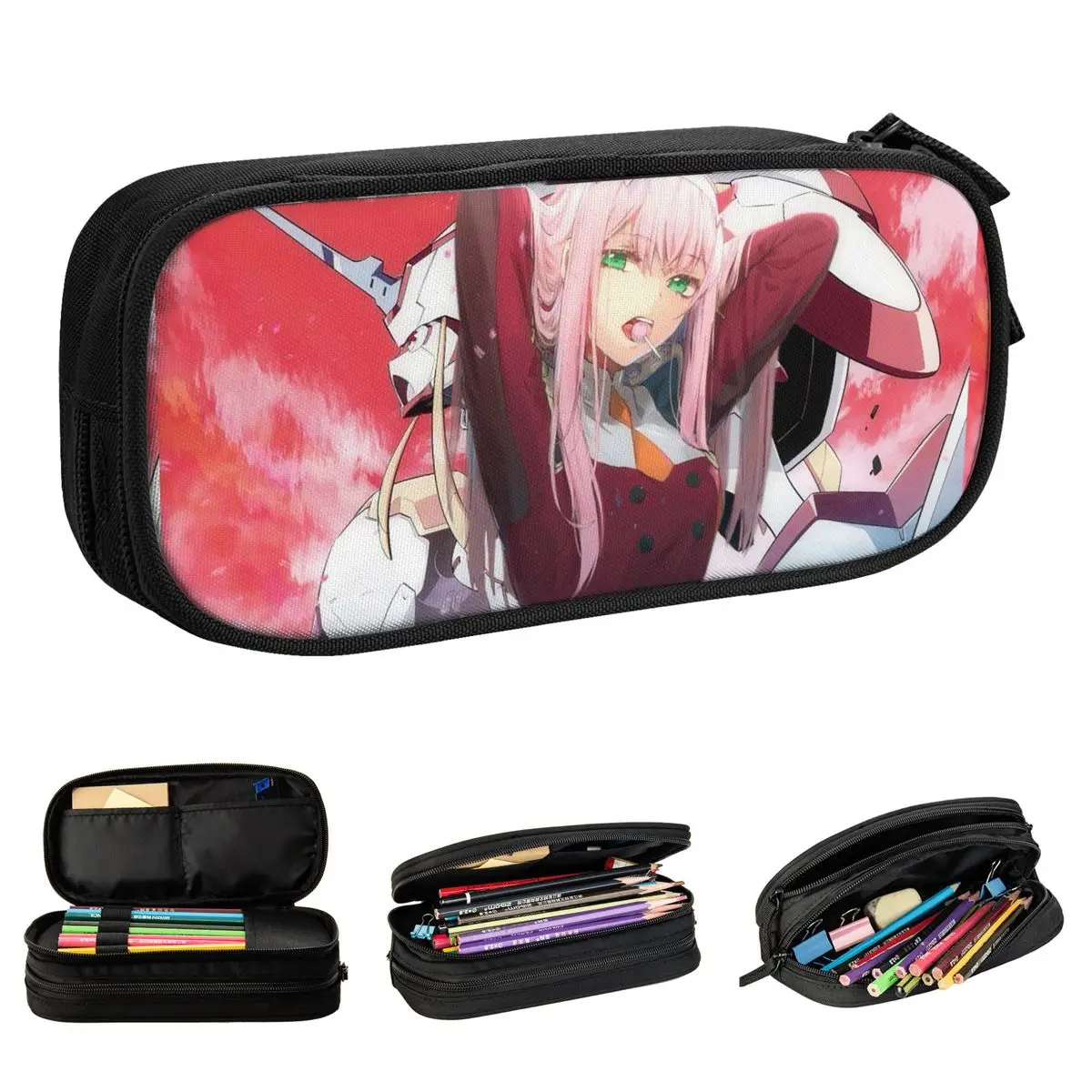 

Darling In The Franxx Kiss Of Death Pencil Cases Anime Sweet Girl Zero Two Pen Holder Bags Student Students School Pencilcases