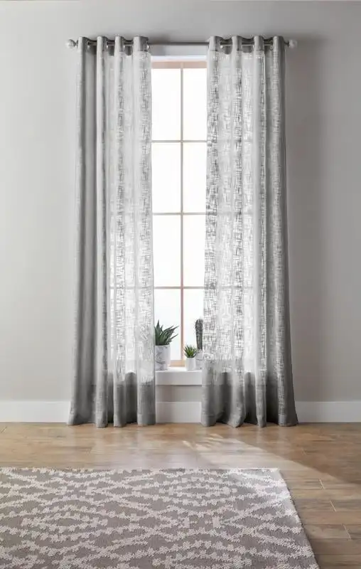 

Sheer Grommet Single Window Curtain Panel, Gray, 52 x 108 Blackout curtains Curtains for living room Door curtain Luxury window