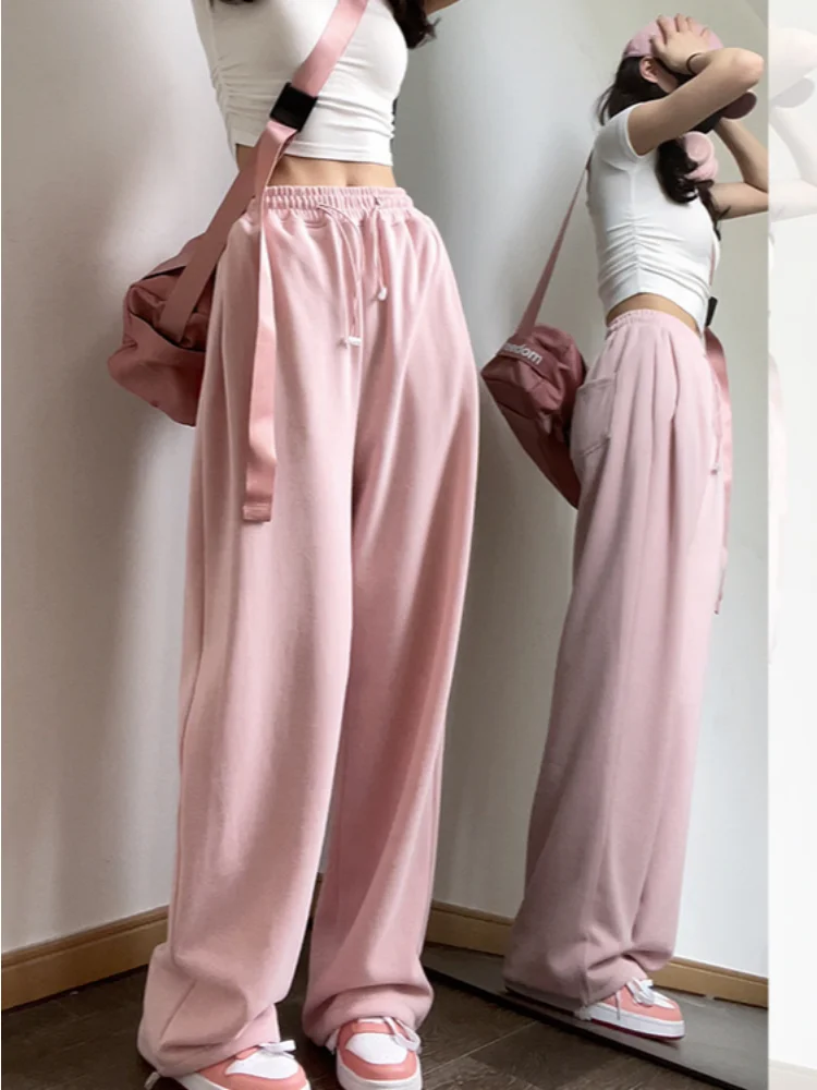 

Deeptown Kpop Y2K Pink Baggy Jogger Sweatpants Women Hippie Streetwear Oversize Sports Pants Casual Solid Wide Trousers Harajuku