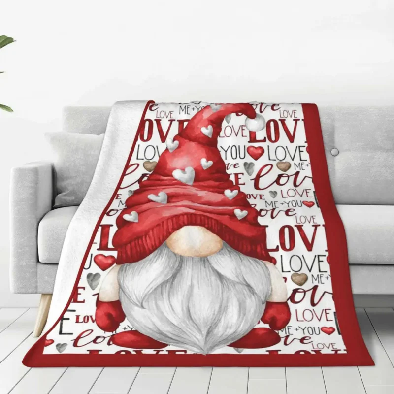 

Christmas Gnome Knitted Blanket Valentine Love New Year Flannel Throw Blankets Summer Air Conditioning Lightweight Bedspreads