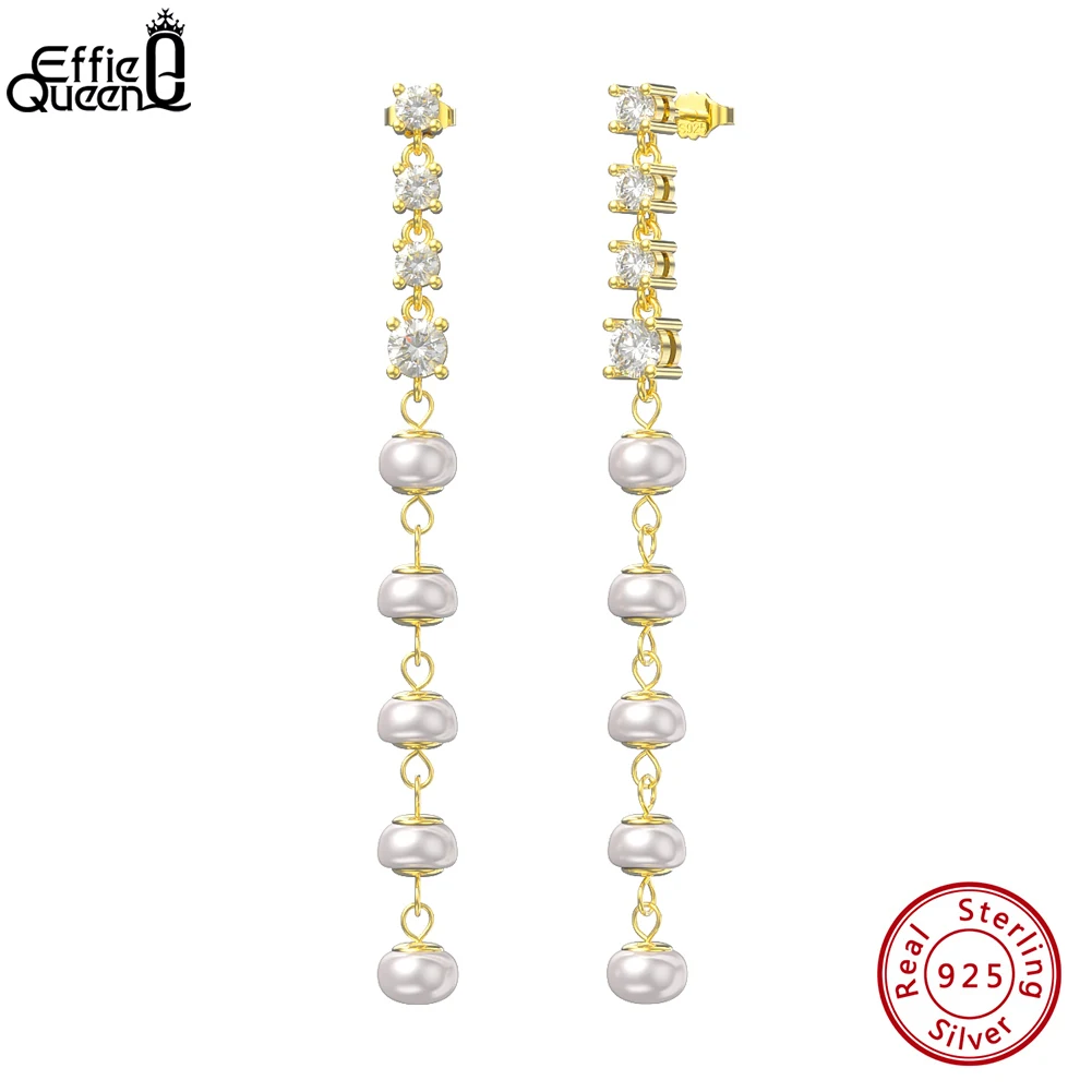 Effie Queen 14K Gold Tassel 73mm Long Chain Earrings Fashion 925 Sterling Silver Natural Pearl Earrings for Women Jewelry GPE60
Effie Queen 14K Gold Tassel 73mm Long Chain Earrings Fashion 925 Sterling Silver Natural Pearl Earrings for Women Jewelry GPE60