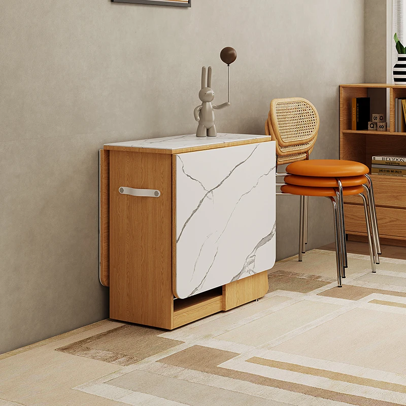 Folding dining table with natural wood wind rock board for small household expansion and contraction
Folding dining table with natural wood wind rock board for small household expansion and contraction