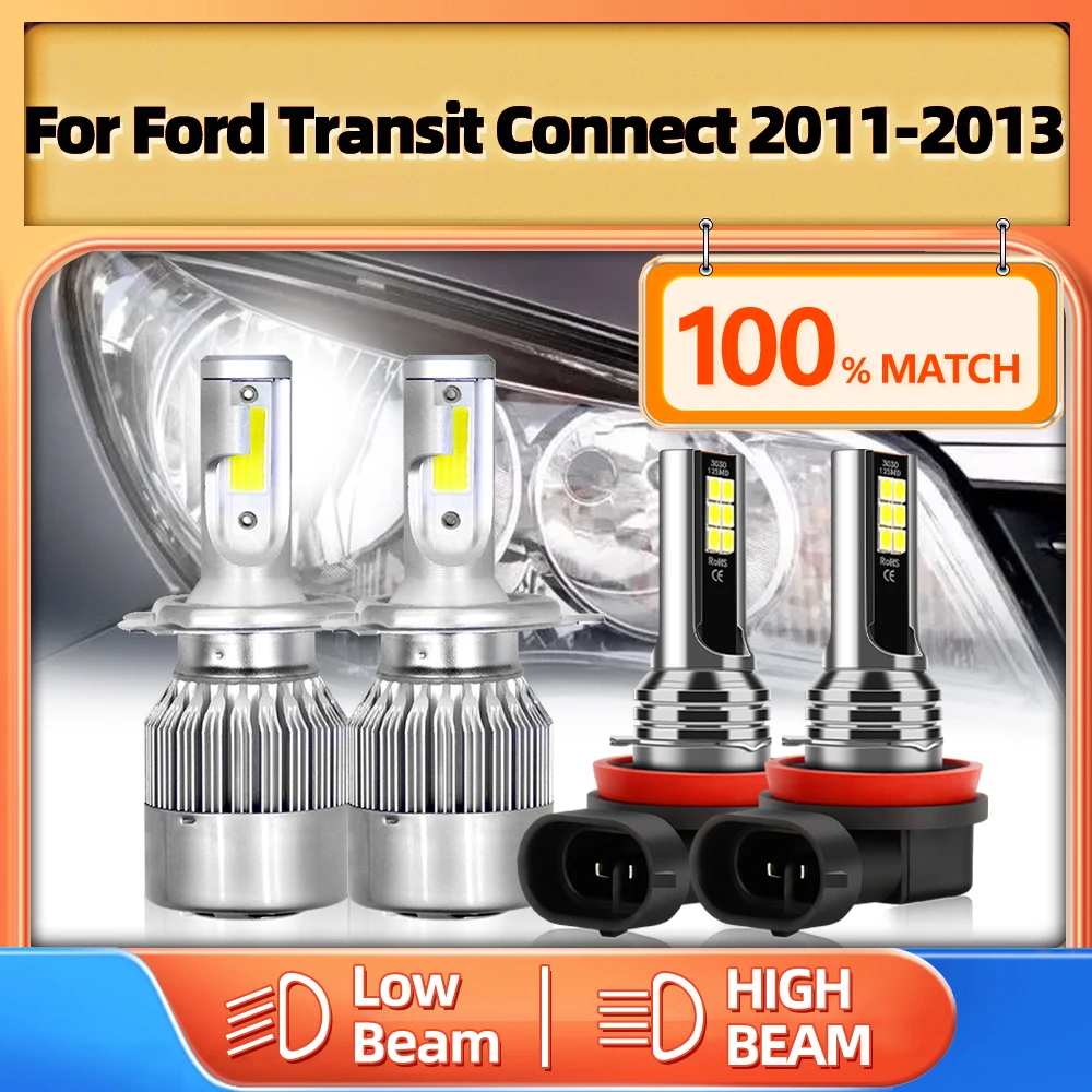 

Супер яркие автомобильные лампы головного света H13, автомобильные фары ближнего и дальнего света H11, противотуманные фары 6000K 12 В для Ford Transit Connect 2011 2012 2013