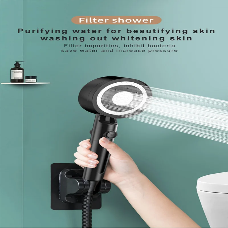 High Pressure Shower Head 6 Modes Adjustable Bathroom Filter Chuveiro One-key Stop Water Toothbrushes Heads Bathroom Accessories
High Pressure Shower Head 6 Modes Adjustable Bathroom Filter Chuveiro One-key Stop Water Toothbrushes Heads Bathroom Accessories