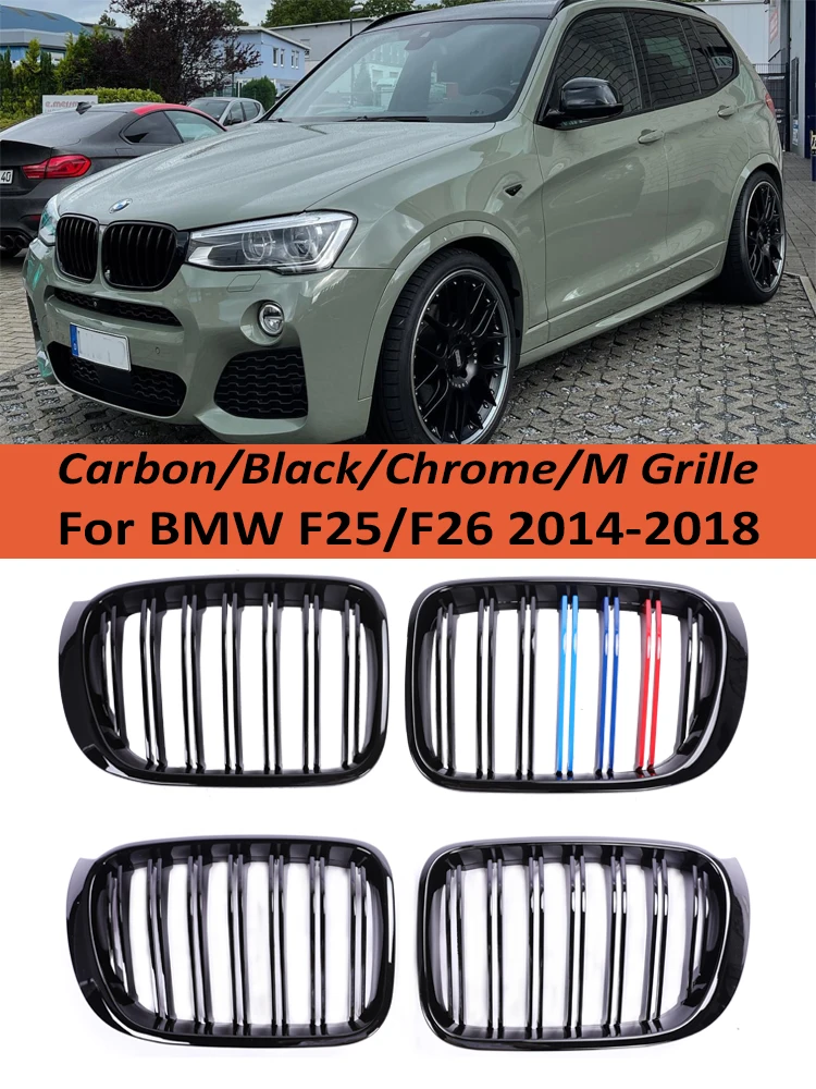 For BMW X3 X4 F25 F26 2014-2018 Double Slat Gloss Black Racing Grille Front Bumper Kindey M Style Facelift Grill Car Accessories
For BMW X3 X4 F25 F26 2014-2018 Double Slat Gloss Black Racing Grille Front Bumper Kindey M Style Facelift Grill Car Accessories