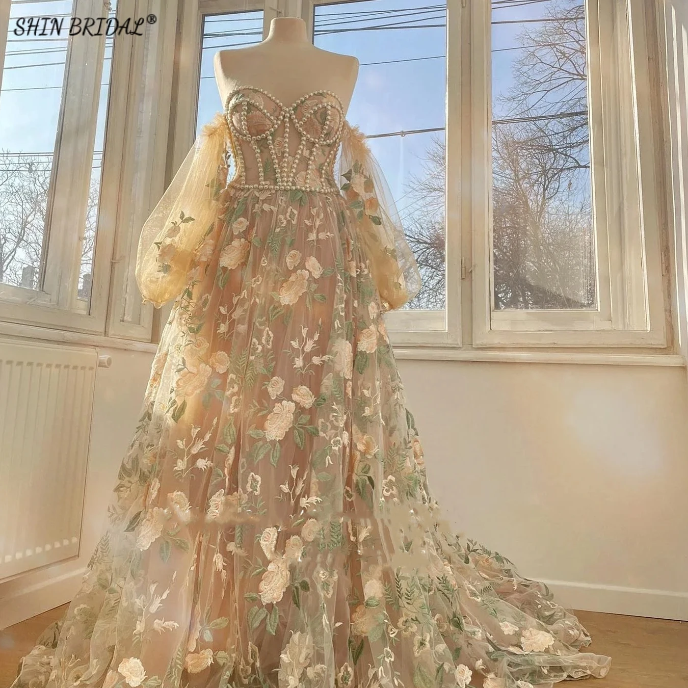 SHIN BRIDAL Flower Embroidery Tulle Dress for Women Floor Long Sweetheart Bridesmaid Dress Off the Shoulder A Line Evening Dress
SHIN BRIDAL Flower Embroidery Tulle Dress for Women Floor Long Sweetheart Bridesmaid Dress Off the Shoulder A Line Evening Dress