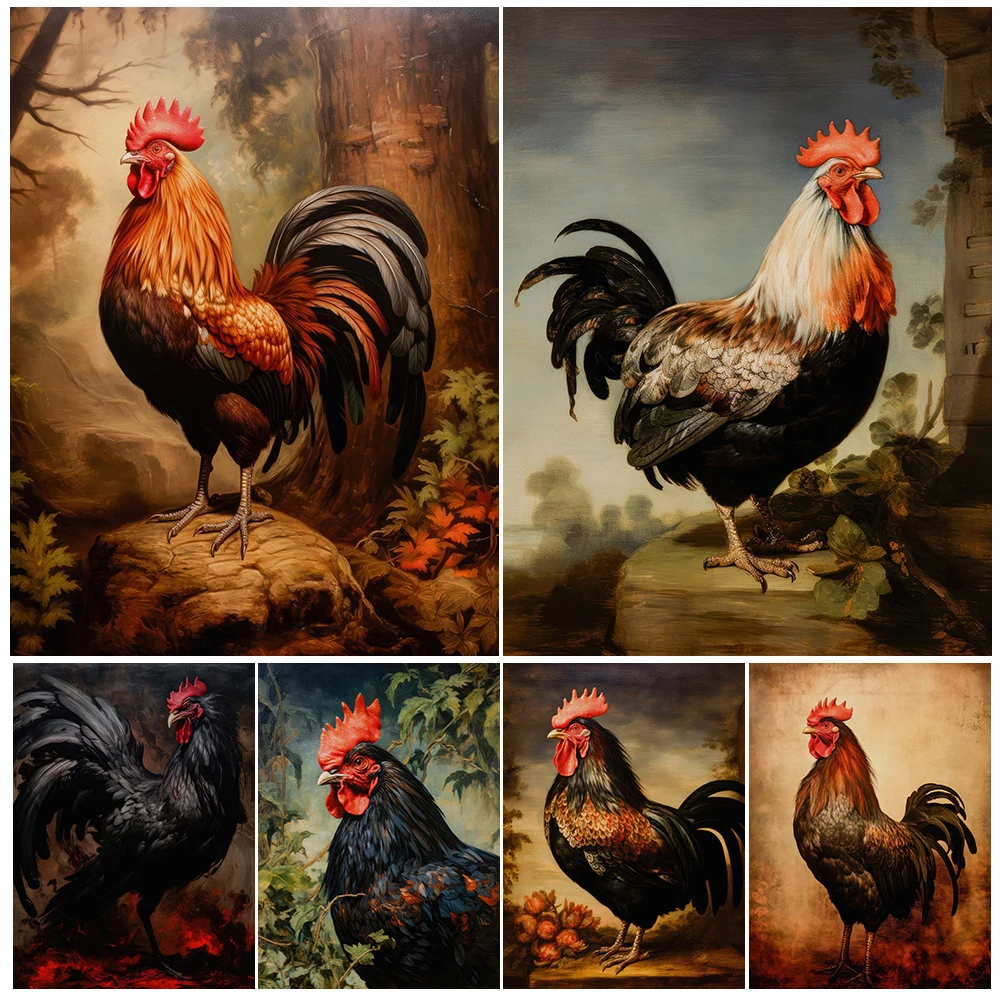 Black-Feathered Rooster And Red-Feathered Rooster Portrait Wall Art Canvas Painting Rooster Animal Art Poster Print Home Decor 
Black-Feathered Rooster And Red-Feathered Rooster Portrait Wall Art Canvas Painting Rooster Animal Art Poster Print Home Decor