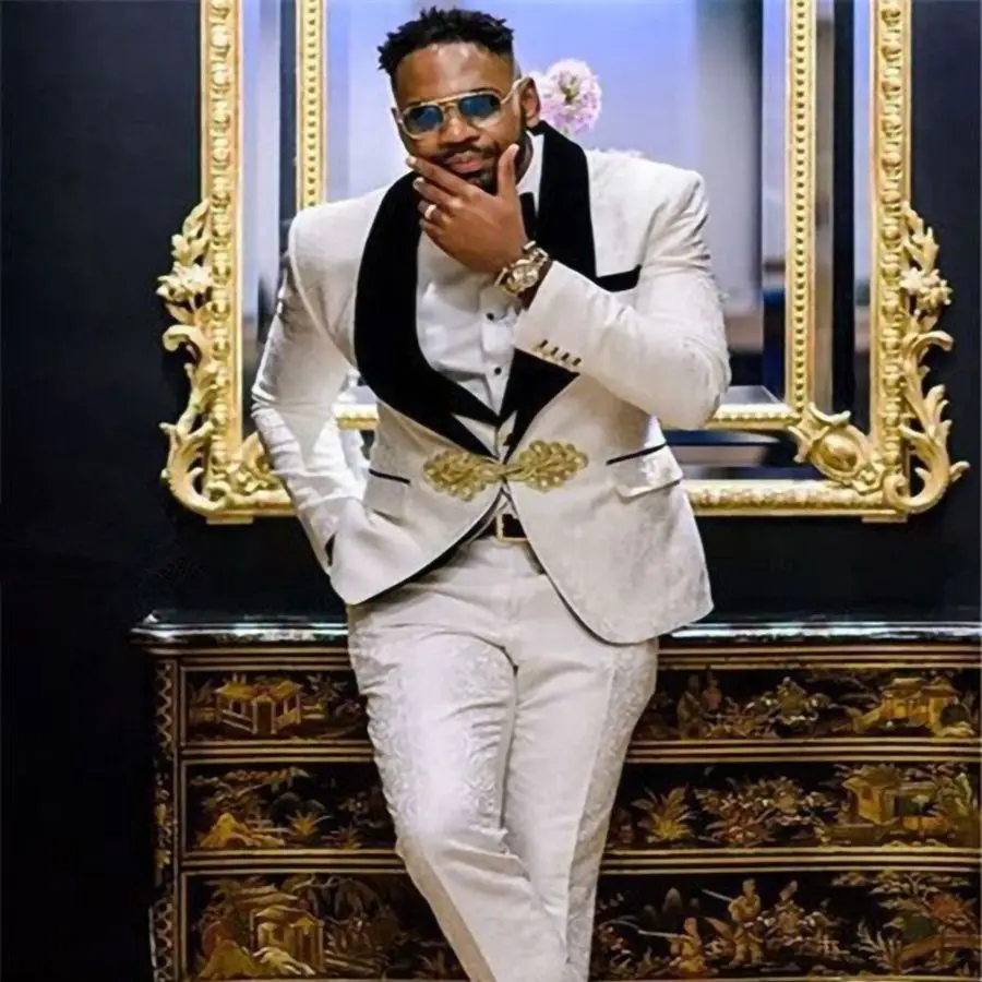 White Jacquard Men Suits Slim Fit 3 Piece Jacket Vest Pants Set Wedding Groom Tuxedos Party Prom Blazer Sets Costume Homme
White Jacquard Men Suits Slim Fit 3 Piece Jacket Vest Pants Set Wedding Groom Tuxedos Party Prom Blazer Sets Costume Homme