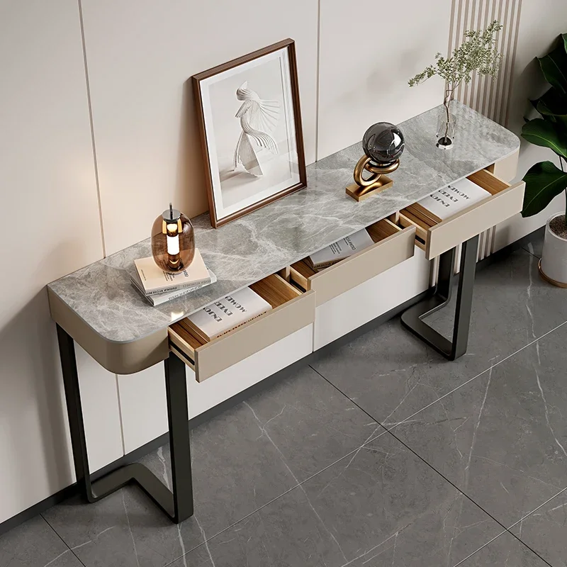 Luxury Glossy Console Table For Hallway Living Room Slate Porch Side Table High-quality Drawer Cabinet Home Furniture 80/100/120 
Luxury Glossy Console Table For Hallway Living Room Slate Porch Side Table High-quality Drawer Cabinet Home Furniture 80/100/120
