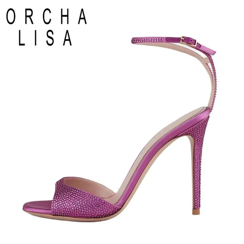 ORCHALISA Ladies Sandals Open Toe Thin High Heels Ankel Buckle Strap Rhinestone Plus Size 34-43 Solid Blue Purple Summer S4013
ORCHALISA Ladies Sandals Open Toe Thin High Heels Ankel Buckle Strap Rhinestone Plus Size 34-43 Solid Blue Purple Summer S4013